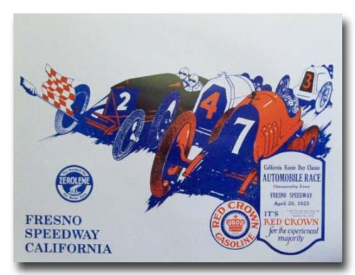 1923 Fresno Speedway Board Track Racing poster print