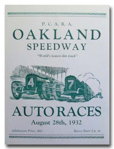 1932 Oakland Speedway Dirt Oval Racing poster print