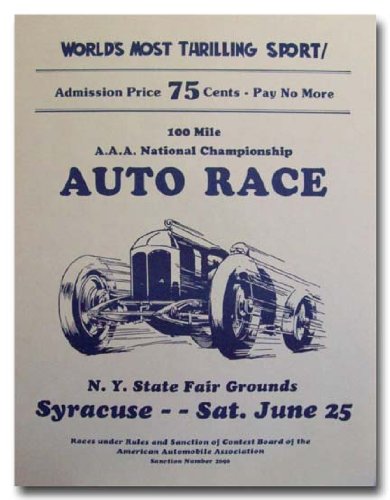 1934 New York State Fair Racing poster print