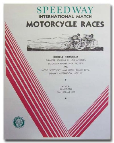 1935 Long Beach Stadium Gilmore Stadium Moto Speedway poster print