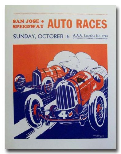1932 San Jose Speedway Racing poster print