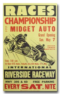 1961 Riverside Raceway Midget Racing poster print