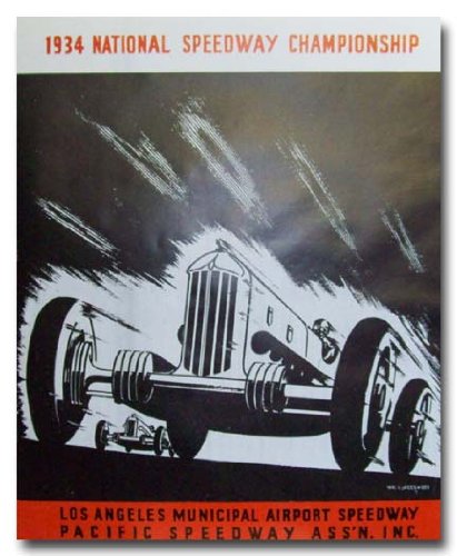 1934 Los Angeles Speedway Racing poster print