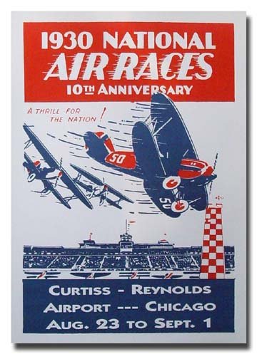 1930 Chicago National Air Races  10th Anniversary poster print