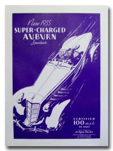1935 Auburn Super-Charged Speedster Ad poster print