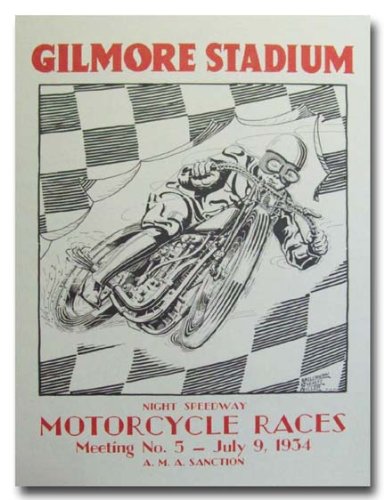 1934 Gilmore Stadium Motorcycle Racing poster print