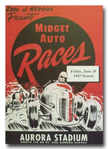 1947 Aurora Stadium Midget Racing Poster Print