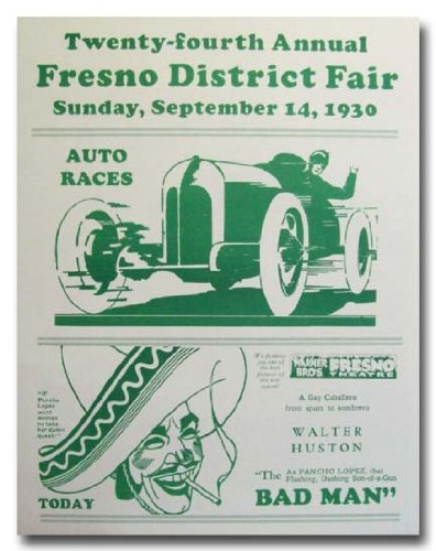 1930 Fresno District County Fair Racing poster print